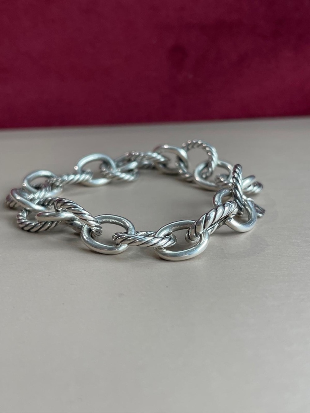 David Yurman Oval Link Chain Cable Bracelet 925 Sterling Silver 12mm 8” - Picture 8 of 11